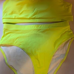 Women’s 2 piece‎ Swimsuit Color Bright Yellow-Tint of Green -Brand New